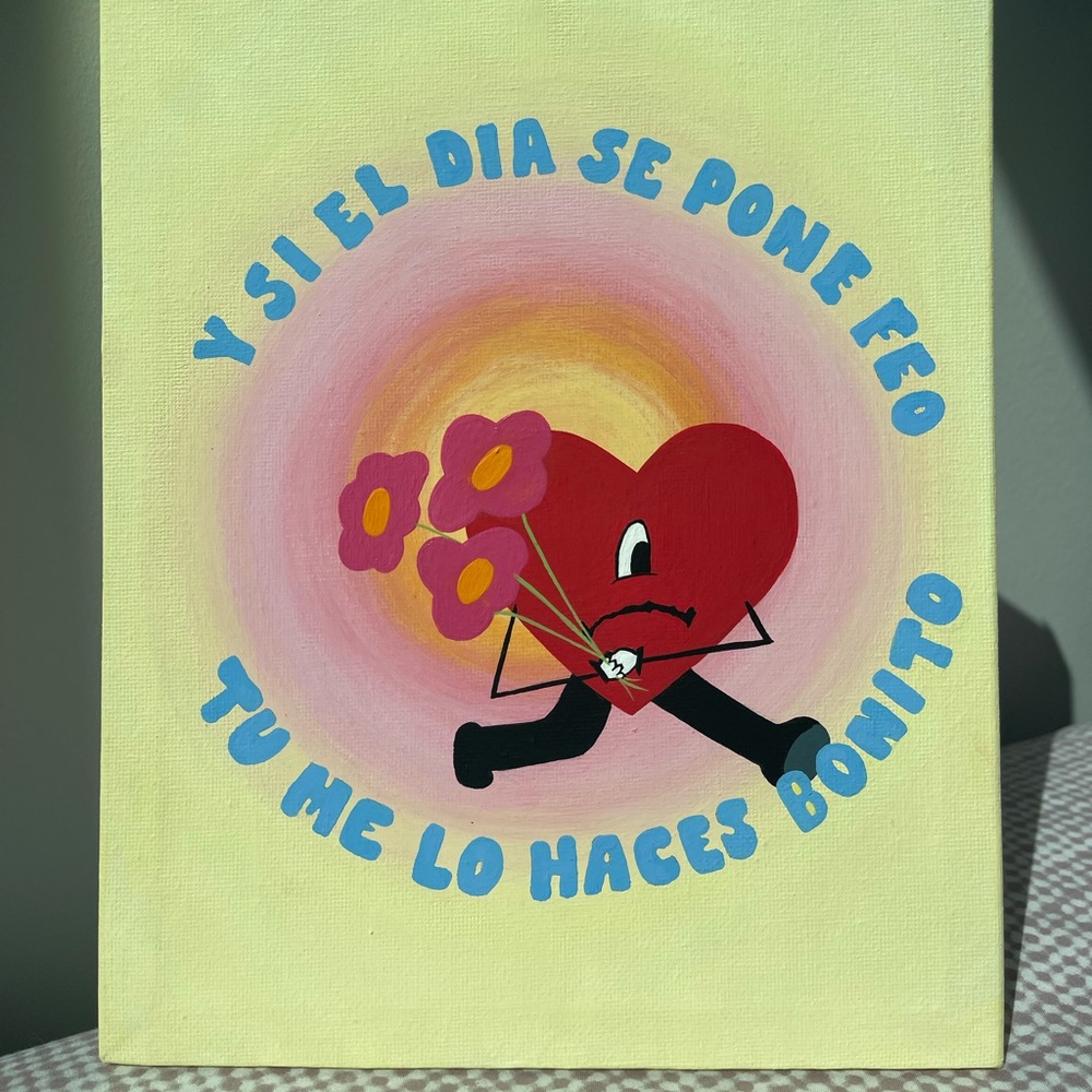 Hand painted BAD BUNNY canvas